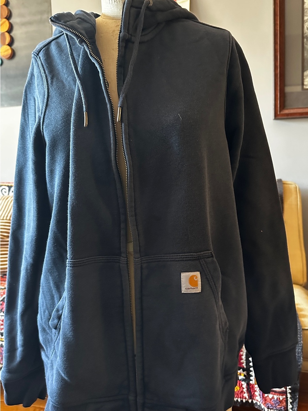 Carhartt Navy Blue Full-Zip Hooded Jacket